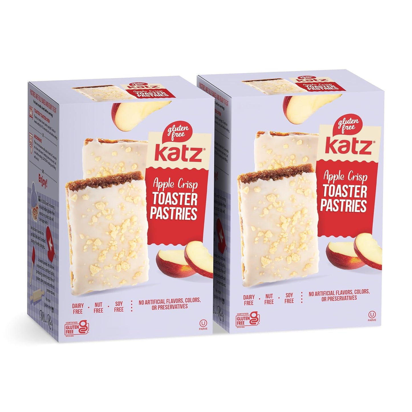 Katz Gluten Free Apple Crisp Toaster Pastries.Healthy Snacks for adulte & Kids. Free of Dairy, Peanuts, Tree Nuts, and Sesame, No Artificial Color. Kosher Snacks 8oz (4pk)
