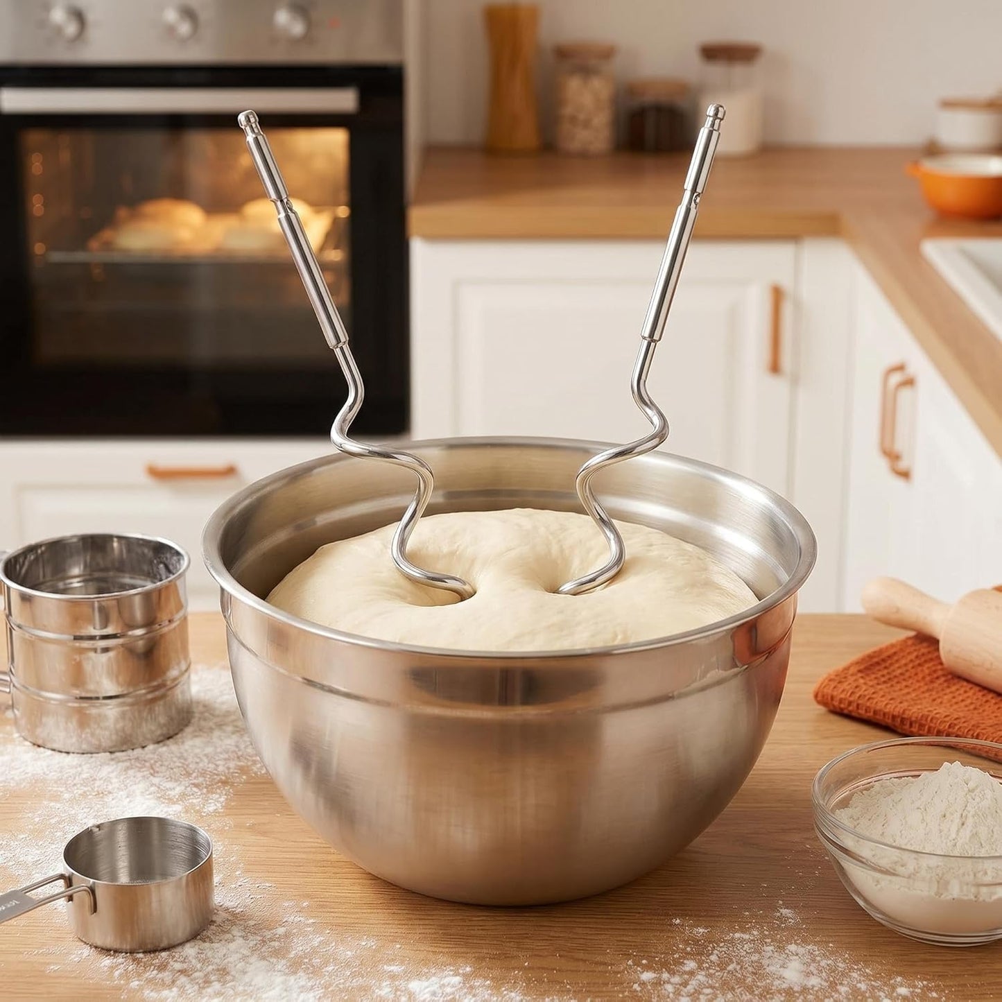5-Pc Hand Mixer Attachments for Hamilton Beach Electric Mixers - 2 Beaters, 2 Dough Hooks, 1 Whisk, Stainless Steel Replacement Parts for Home Bakers & Chefs
