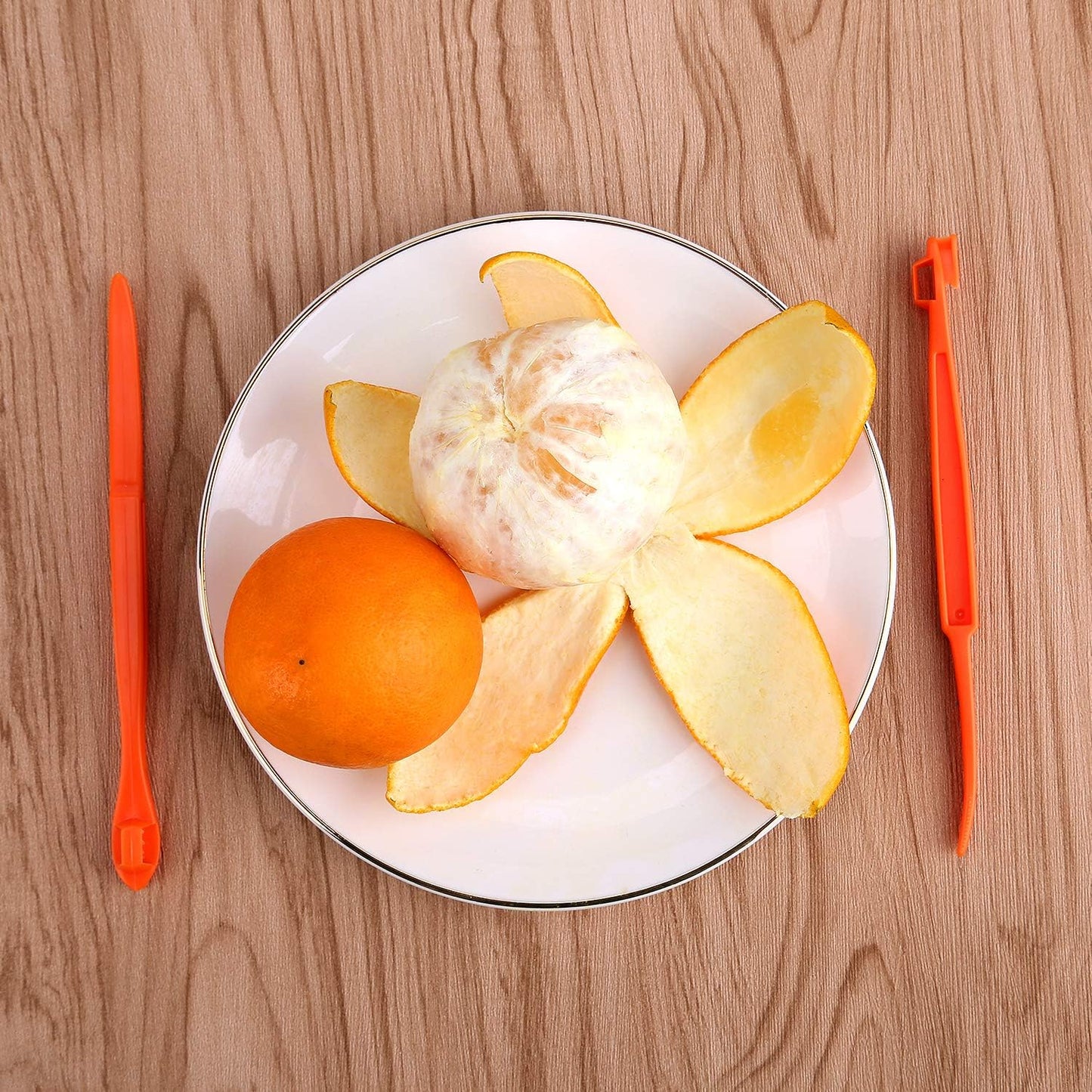 LUTER Orange Peeler Citrus Remover Plastic Slicer Cutter Easy Fruit Opener Kitchen Gadget for Orange, Avocado (Orange)