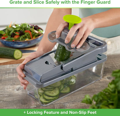 PrepNaturals Vegetable Chopper & Mandoline Slicer - 12 in 1, Blue/White