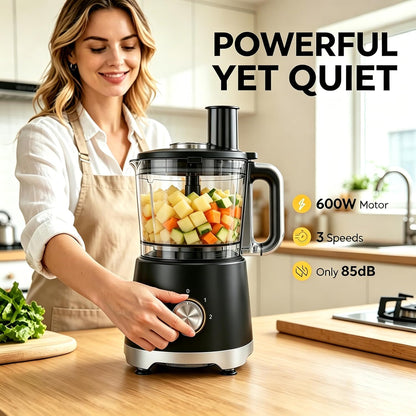 Simple Deluxe Food Processor 10.5 Cup, Multi-Functional Vegetable Choppers Food Grinder with Slicing Shredding Chopping Kneading, Suitable for Smoothie Fruit Dough, 2.6QT, Black