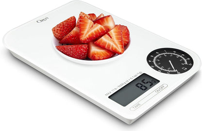 Ozeri ZK18-WB Rev Digital Kitchen Scale with Electro-Mechanical Weight Dial, Black Dial