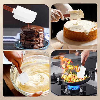 High Heat Resistant Silicone Spatulas, 13-1/2" Commercial Spatula 500°F Heat-Resistant Heavy Duty Spatula Non-Stick Scraper, Ideal for Baking/Cooking/Mixing, Commercial Dishwasher Safe, Set of 2