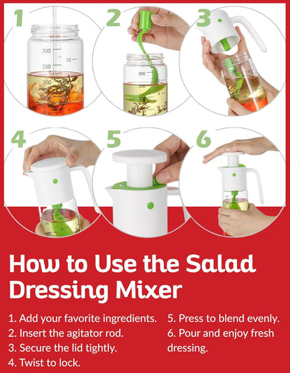 Boxiki Kitchen Salad Dressing Mixer Bottle – Leakproof Glass Shaker with Measurements | Easy Blend Oil & Vinegar Dispenser for Healthy Homemade Sauces, Marinades & Vinaigrettes