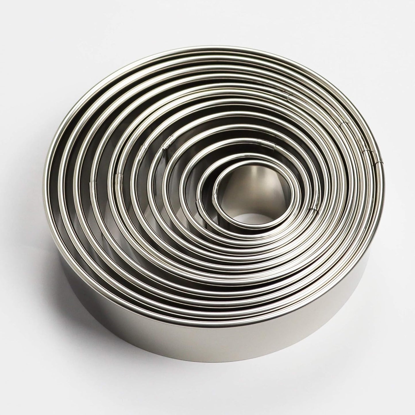 Stainless Steel Round Cookie Cutter Set, 12 Circular Biscuit Cutters Round Donut Ring Molds for Baking 1.2 Inch Height