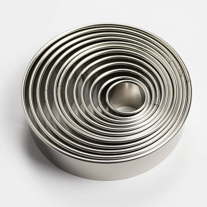 Stainless Steel Round Cookie Cutter Set, 12 Circular Biscuit Cutters Round Donut Ring Molds for Baking 1.2 Inch Height
