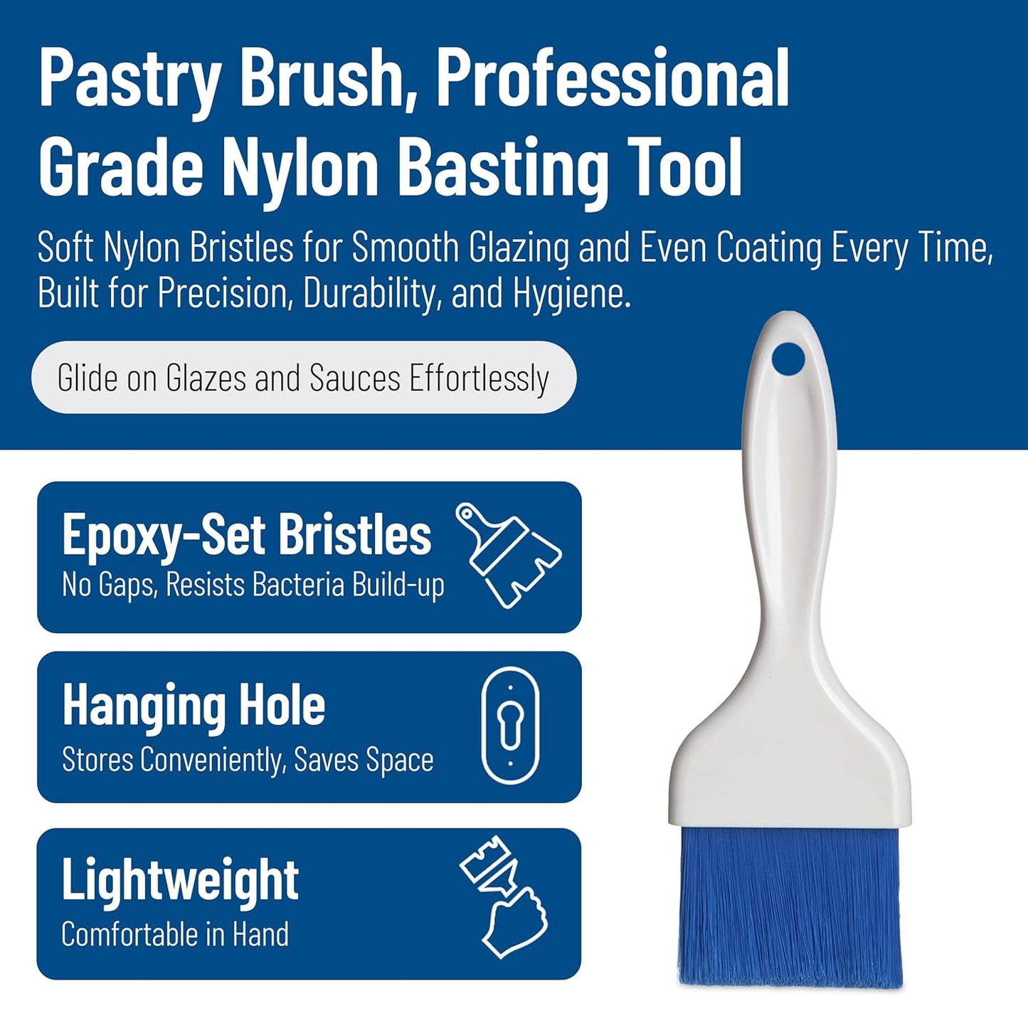SPARTA GALAXY Pastry Brush Round – 4039402 Round Basting Brush with Nylon Bristles, One-Piece Plastic Handle for Kitchens, Restaurants or Catering, Commercial, Food Prep, 1in