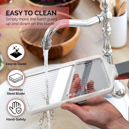 Multi Handheld Mandoline Slicer - Adjustable Stainless Steel Blades, Comfort Grip, Safety Features, Dishwasher Safe Easy to Clean Ideal for Fast and Precise Slicing of Fruits and Vegetables