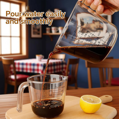 Measuring Cups Set, 3PCS with Pour Spout & Handle, Multi-Scale (cup | oz | ml) Stackable Liquid & Dry Plastic Measuring Tools for Baking Cooking, Essential Kitchen Gadgets (Coffee Brown)