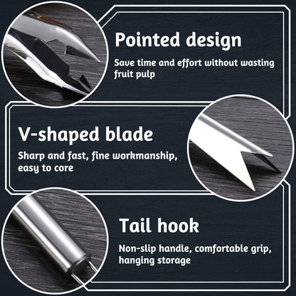 4PCS Pineapple Eye Peeler Remover Tool, Stainless Steel Pineapple Eye Clip and V Shape Pineapple Eye Cutter, for Home Kitchen Fruit Store Supermarket, Silver, 4.72 inch, 7.87 inch