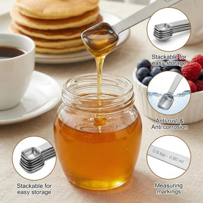 5 Pcs Teaspoon Measuring Spoons,Small Measurings Spoons Mini Square Bowl Measure Spoon Set Stainless Steel Measuring Spoon for Cooking and Baking(1/3, 1/4, 3/16, 1/8, 1/16 Tsp)