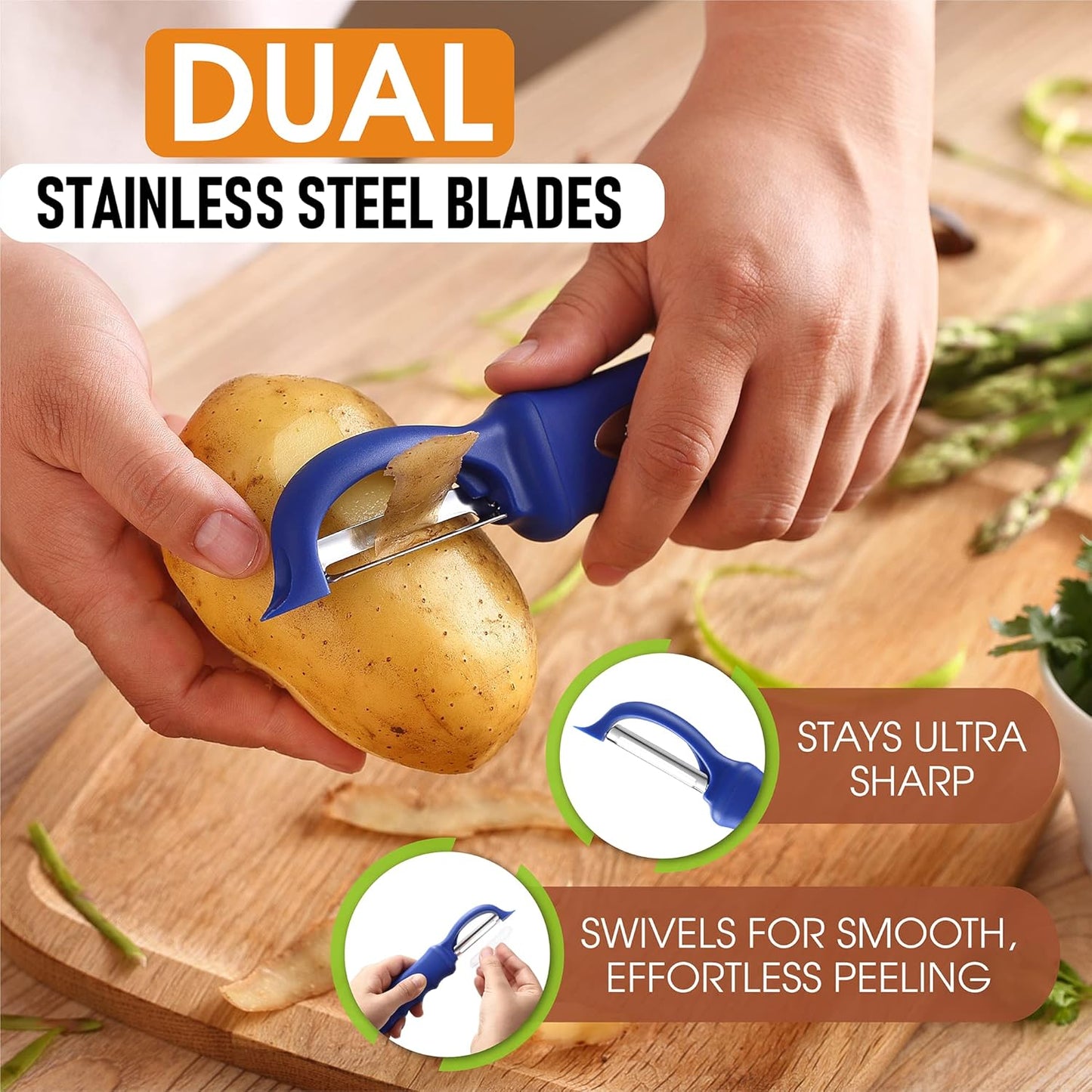 Spring Chef Premium Swivel Vegetable Peeler, Soft Grip Handle and Ultra Sharp Stainless Steel Blades - Perfect Kitchen Peeler For Veggie, Fruit, Potato, Carrot, Apple - Pink Lemonade
