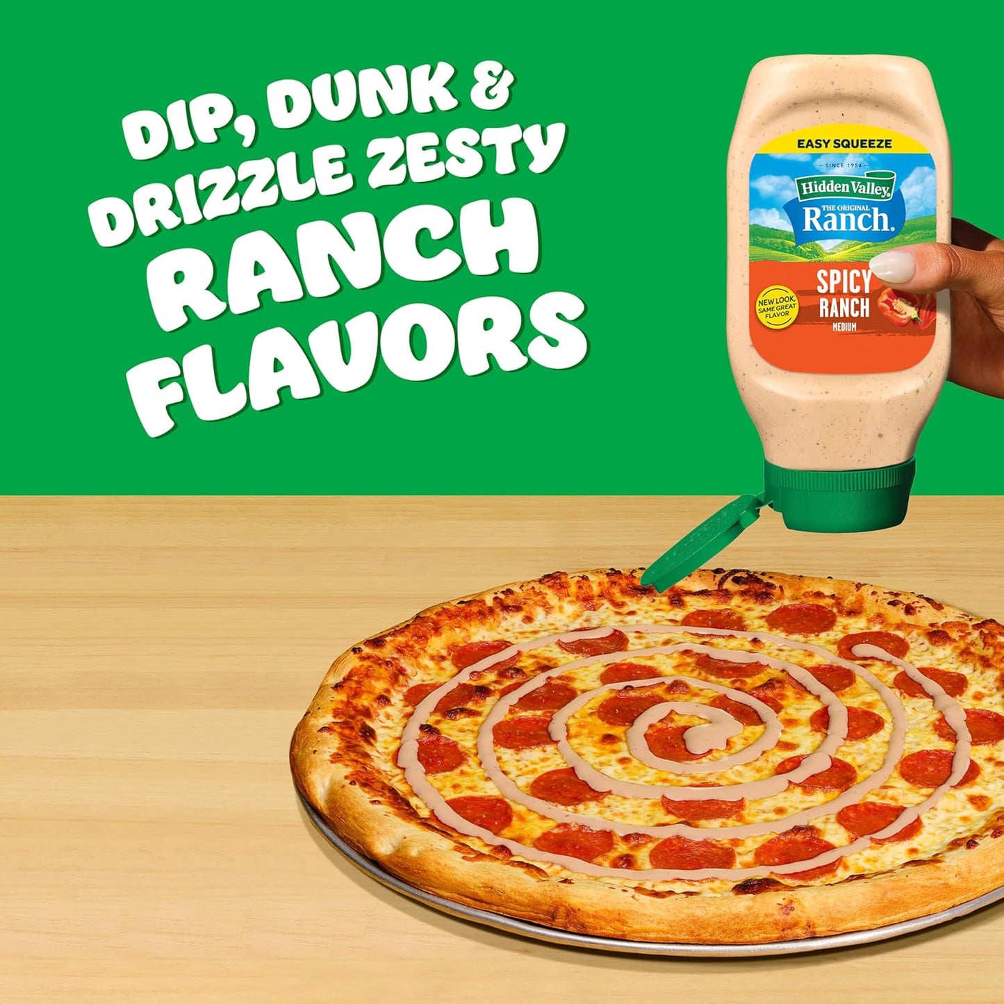 Hidden Valley Spicy Ranch Condiment and Dressing, Easy Squeeze Bottle, 16 fl oz (Package May Vary)