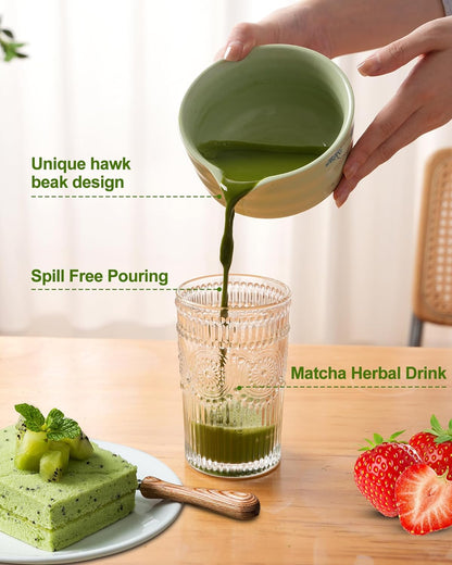 Matcha Whisk Set, Japanese Matcha Kit Set 7-Pcs with Matcha Bowl (Chawan), Matcha Whisk and Holder, Bamboo Scoop, Scoop Rest, Sifter and Tea Towel - Authentic Tea Ceremony Tools for Tea Lovers(Blue)
