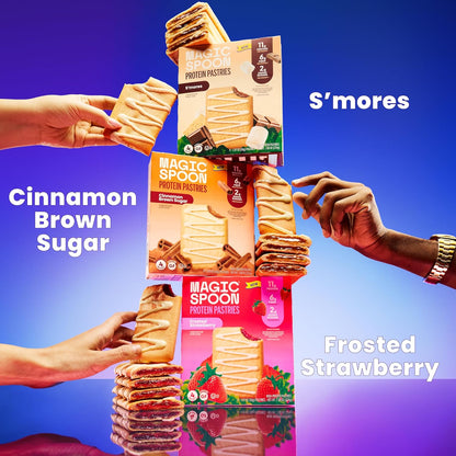 Magic Spoon High Protein Pastries, Strawberry & Cinnamon – 11g Protein, 6g Fiber, 5g Net Carbs, 3g Sugar – Gluten Free, Grain Free, Keto Friendly Protein Snacks – 2 Boxes (8 Pastries Total)