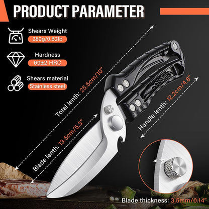 Dream Reach Poultry Shears, Heavy Duty Kitchen Shears with Serrated Edge, No Rust Spring Loaded, Multipurpose Stainless Steel Kitchen Scissors for Chicken, Bone, Meat, Turkey, Fish Thanksgiving Gifts