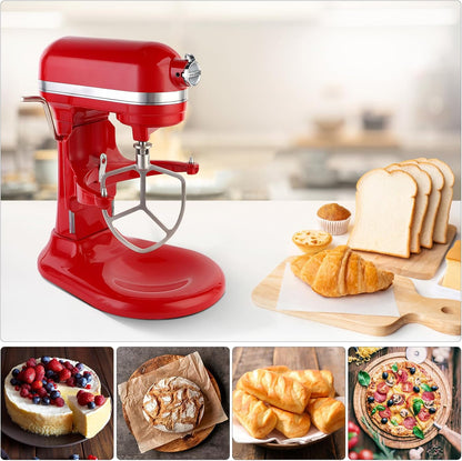 Stainless Steel 3 Piece kit Attachments，Dough Hook 6 Wire Whisk Flat Beater Compatible with KitchenAid 5 Plus -6QT Mixer，Bowl Lift Stand Mixer Accessory，Rust Resistant，Dishwasher Safe