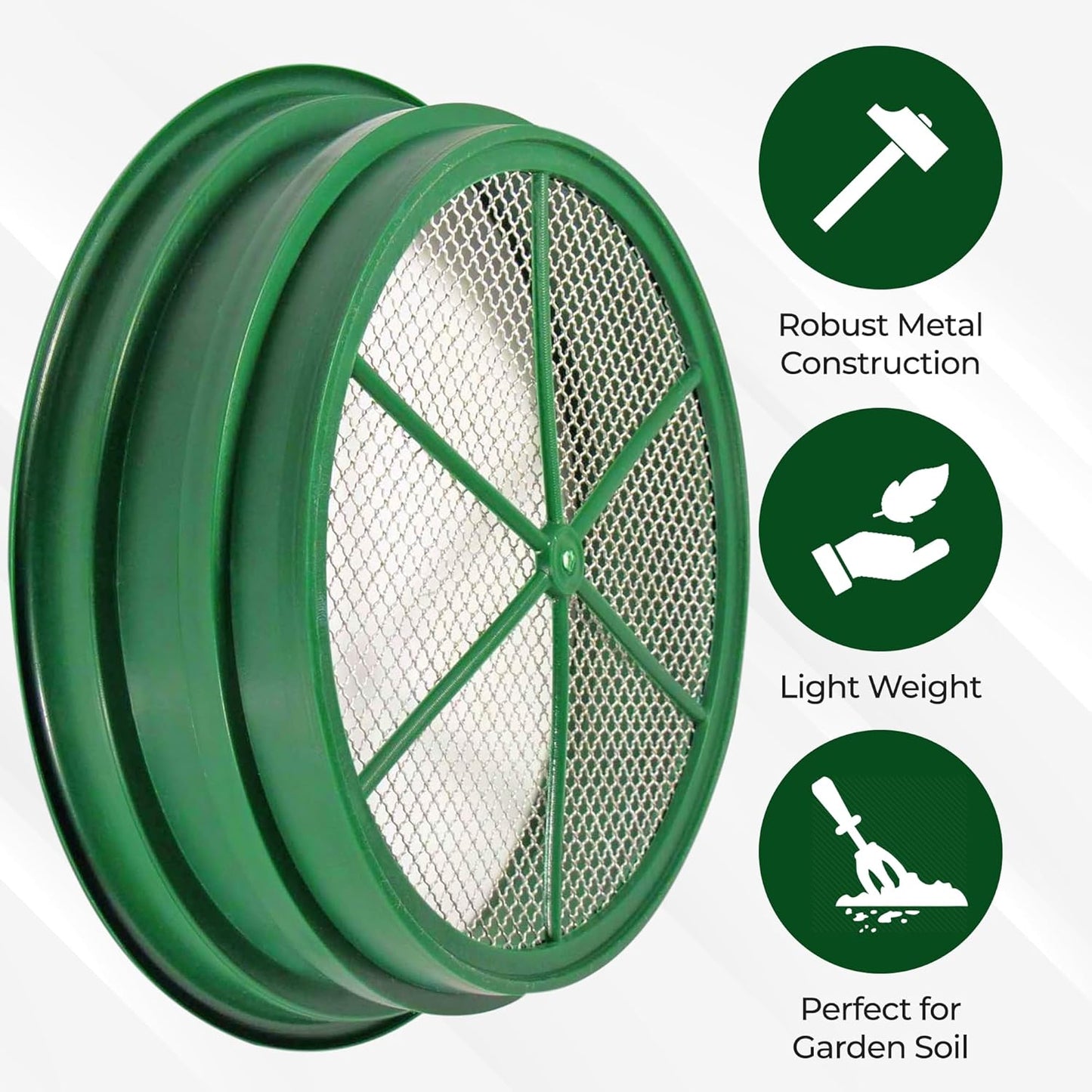 SE 13.25 Inch Wide Stackable Classifier Gold Prospecting Pan - 1/8 Inch Stainless Steel Mesh Sifting Pan, Green