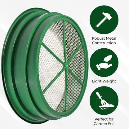 SE 13.25 Inch Wide Stackable Classifier Gold Prospecting Pan - 1/8 Inch Stainless Steel Mesh Sifting Pan, Green