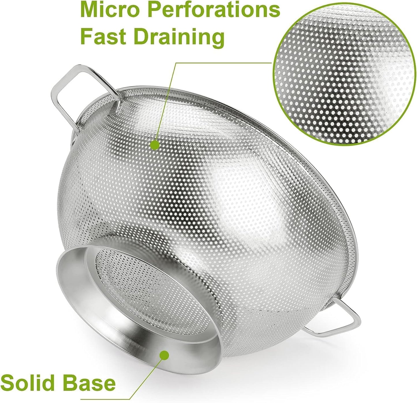 Gulex Colander Stainless Steel 3-Quart, Strainer for Kitchen Food, Dishwasher Safe