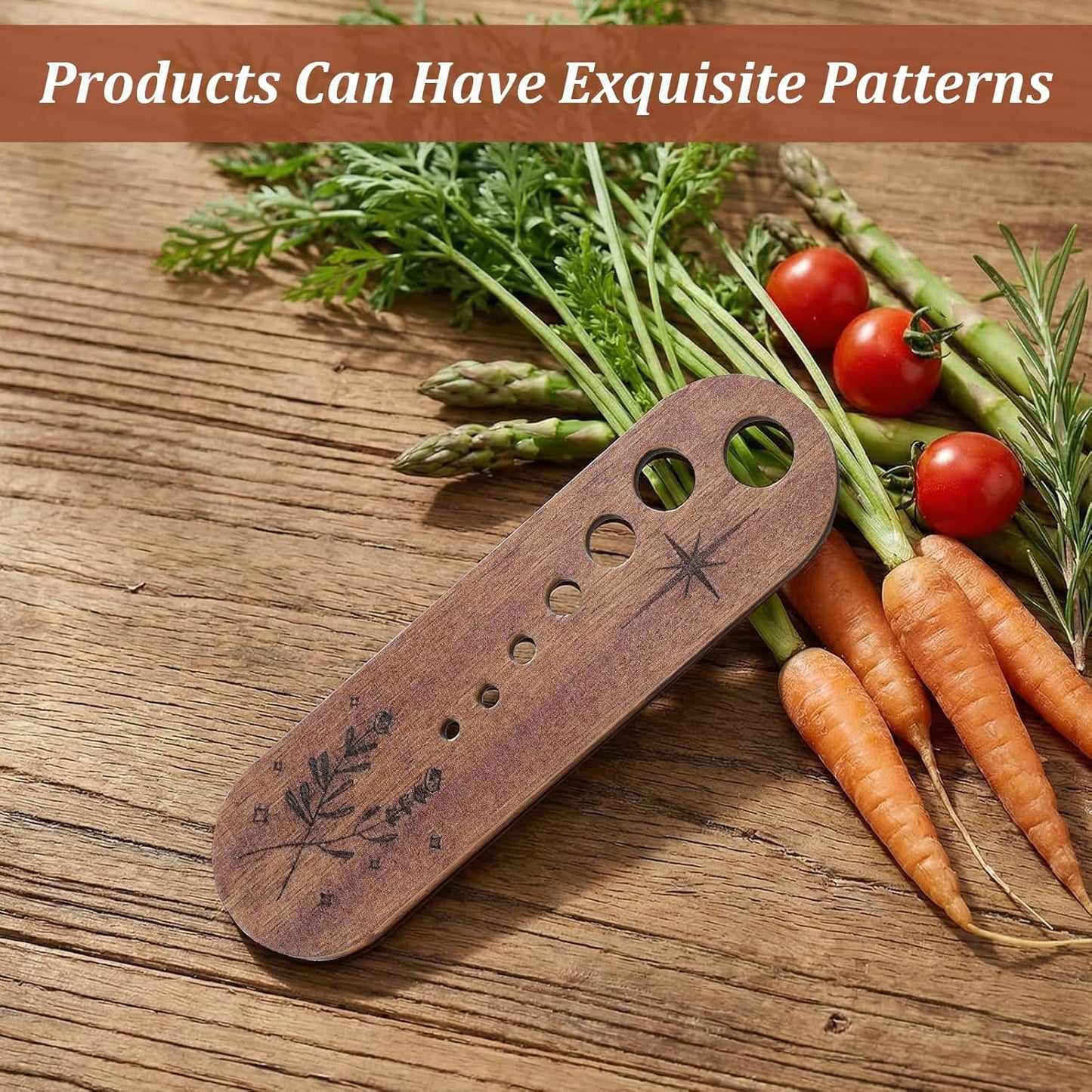 Elegaperma Herb's Stripper Tool, Ergonomic Pottery Herb's Stripping Bowl Design with Multi-Holes, Wooden Herb's Stripper for Cilantro, Mint Leaves and Kitchen Preparation