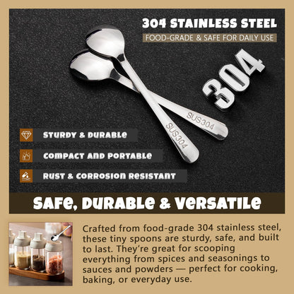 Small Spoons for Spice Jars 8 Pcs Mini Spoons Set, 2.9 Inch SUS 304 Stainless Steel Tiny Spoon for Spices, Salt, Pepper, Condiment, Sugar, Honey, Coffee (Gold)