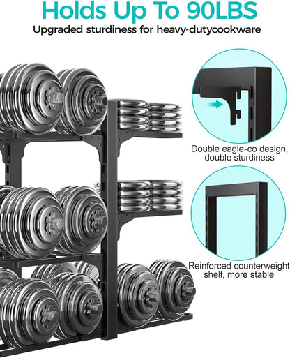 ORDORA Pots and Pans Organizer for Cabinet 16.61 Height, 8 Tier Pot Organizers Rack with 3 DIY Methods, Adjustable Pan Organizer under Cabinet Kitchen Organization and Storage
