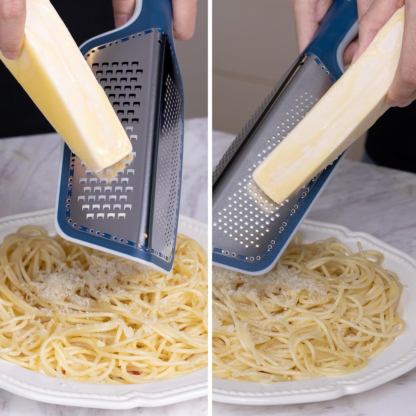 Cohesion Zester Grater Double-sided Graters for Kitchen - Kitchen Lemon Zester Tool for Cheese, Citrus, Garlic, Ginger, Nutmeg, Chocolate, Fruits, Vegetables with Sharp Premium Stainless Steel - Blue