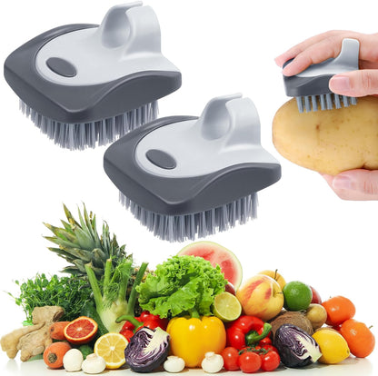Aodaer 4 Pieces Vegetable Brush Potato Scrubber Brush Silicone Hard and Soft Side Fruit Cleaning Tools for Delicate or Tough-Skinned Vegetables