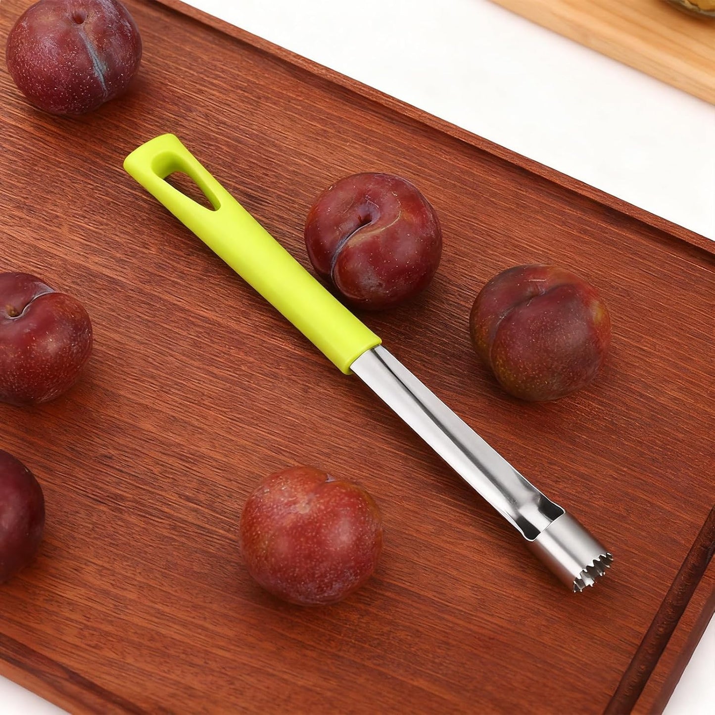 Tomato Corer Tool,Zucchini Stainless Steel Fruit and Vegetable Corer Remover, Multi-Function and Seed Remover for Apple Tomato 7.28in（Green)