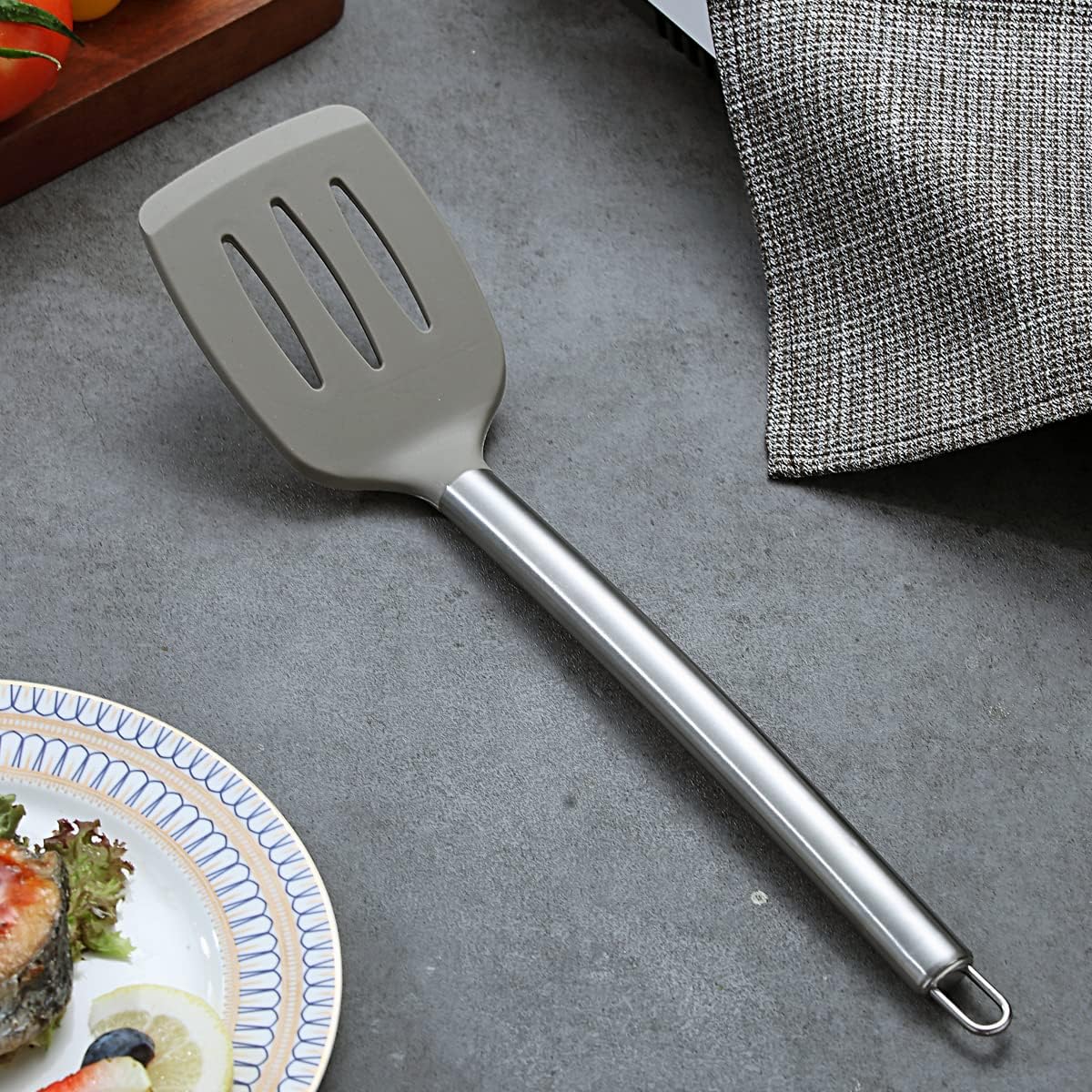 Berglander Skimmer, Non-stick Silicone Strainer, Kitchen Cooking Skimmers For Non-Stick Cookware, Dishwasher Safe, Easy to Clean