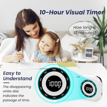 PERSUPER Visual Timer for Kids, 10 Hours Countdown/Up, with Rechargeable, 3 Volume Levels, 3 Brightness Display, and Magnetic, Homeschool Study Tool, Large Digital Timers for Classroom, Kitchen