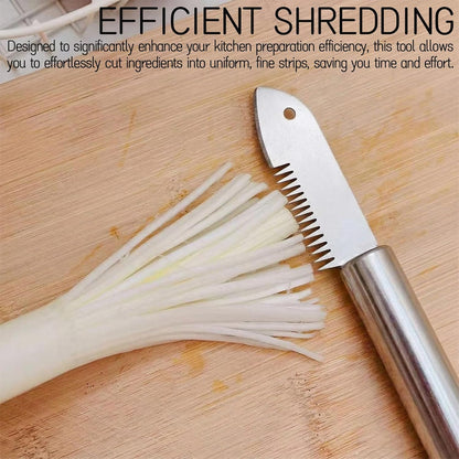 2-Piece Stainless Steel Multi-Purpose Julienne Peeler, Green Onion Shredder, Herb Cutter - Quick Shredding for Kitchen Dining - Vegetable Slicer, Cooking Tools, Easy to Use