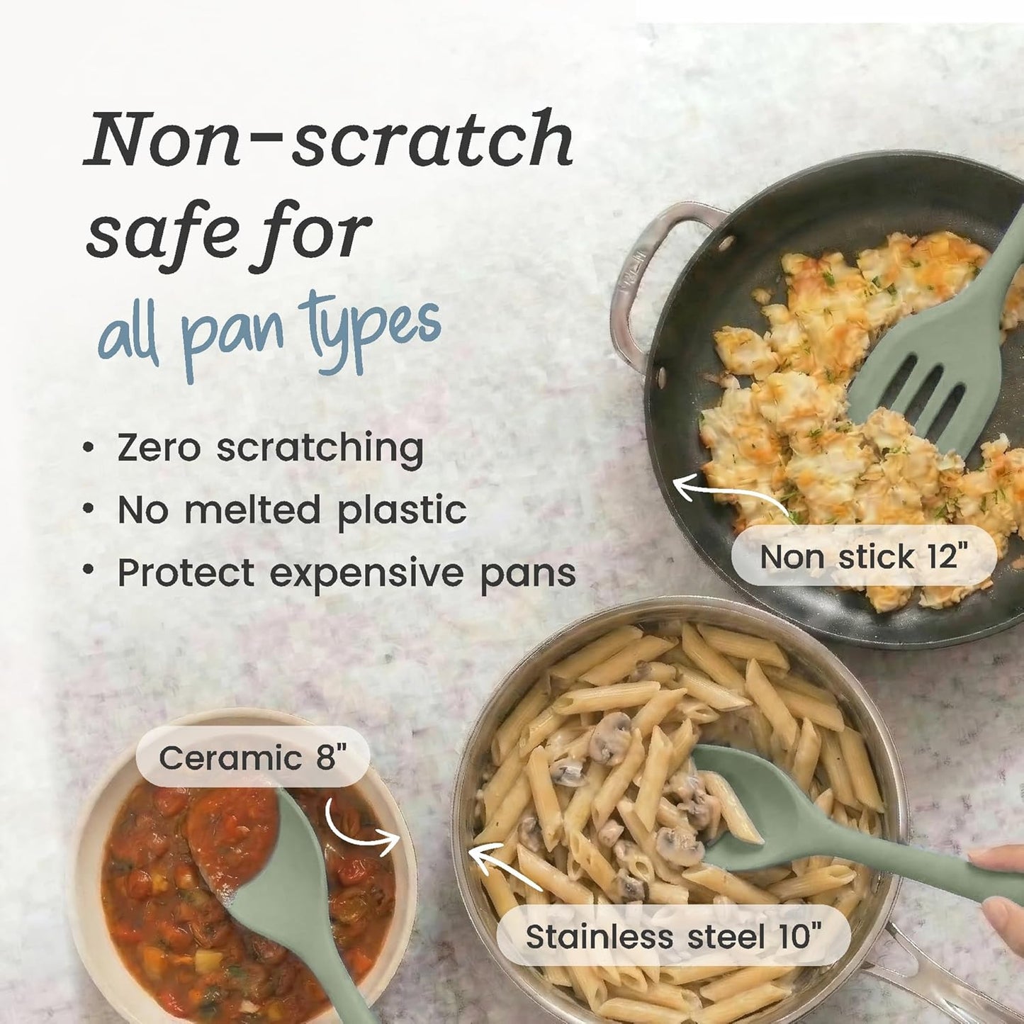 Starpack Stir and Serve Silicone Cooking Utensils Set (5-Piece, 11") - LFGB Non Toxic, 600°F Heat Resistant, BPA-Free - One-Piece Seamless, Dishwasher Safe - for Nonstick Cookware, Earthy Pink