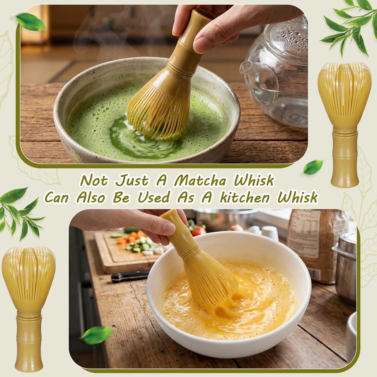 LemonRoad 4 Pcs Plastic Matcha Whisk, Reusable Resin Japanese Chasen Matcha Stirrer Gifts, Ideal for Daily Use, Travel, and Gift Giving