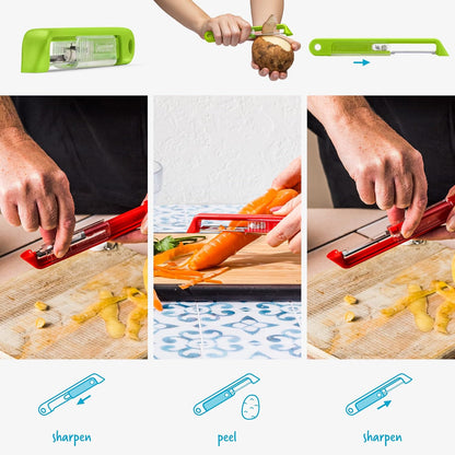 Dreamfarm Sharple Self-Sharpening Vegetable & Food Vertical Speed-Peeler - Red