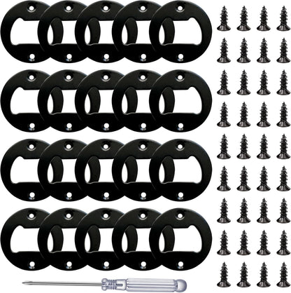 Bottle Opener Insert - 20 Sets Stainless Steel Inserts Kit with Screws Screwdriver for DIY Resin Mould Kit Hardware Parts Supply（black)