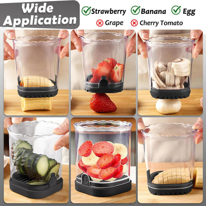 Creative Strawberry & Fruit Slicer - Detachable Cutter with Push Plate (Black)
