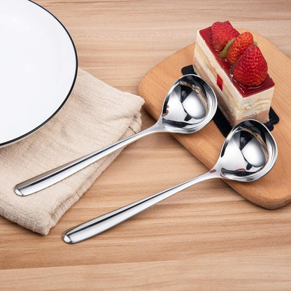 IMEEA 8-Inch Stainless Steel Sauce Ladle with Long Handle, Small Serving Ladle for Gravy, Dressing & Toppings, Set of 4