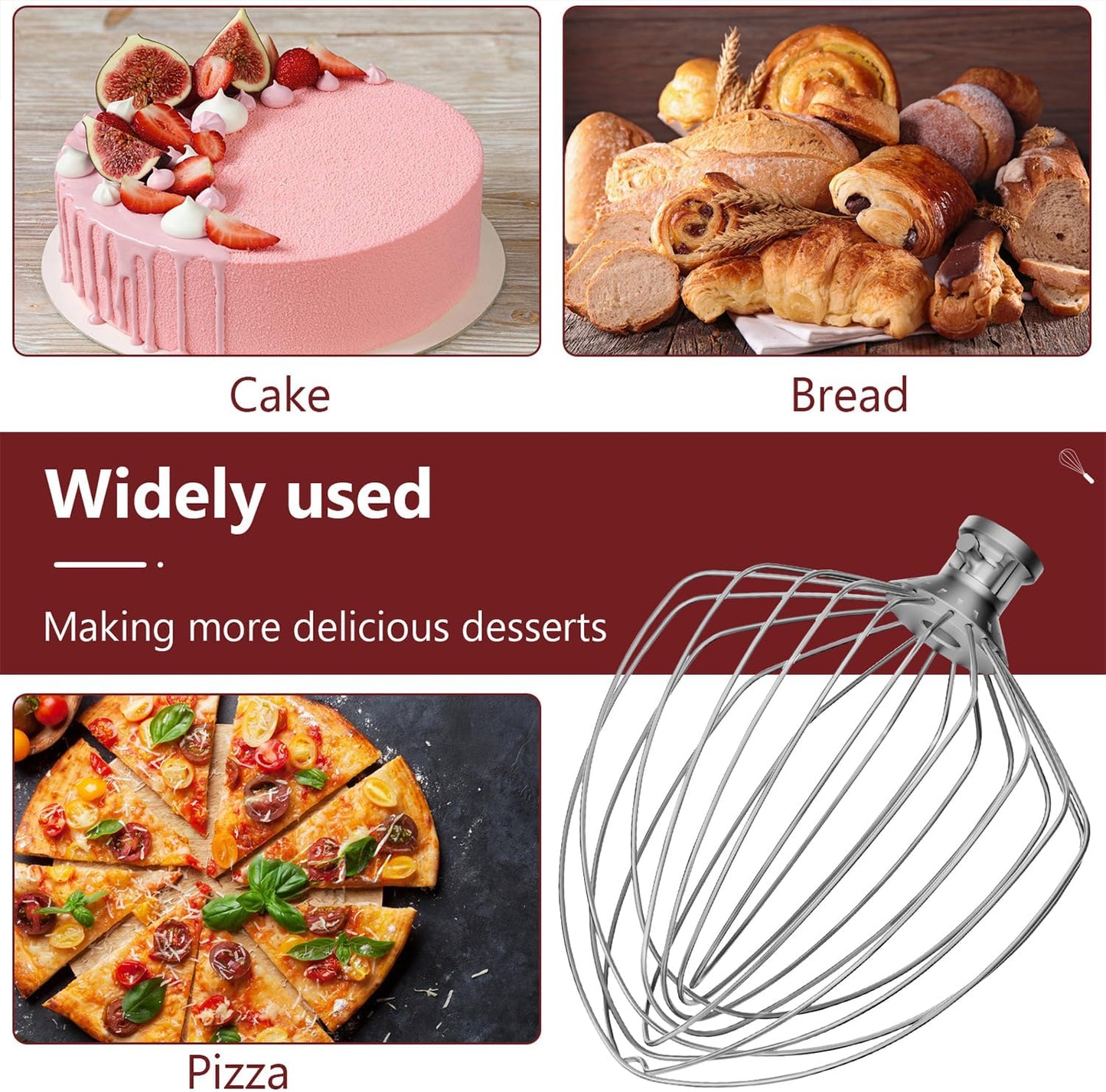 Stand Mixers Accessories 3-Piece Including K45WW Wire Whip & K45DH Dough Hook & K45B Flat Beater fit for Kitchenaid 4.5-5QT Tilt-Head Stand Mixers