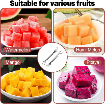 Watermelon cutter, two-in-one stainless steel fruit slicer, upgraded portable watermelon fork, a small fruit fork-slicer tool suitable for use in households, gatherings, camping and kitchens.(1pcs)