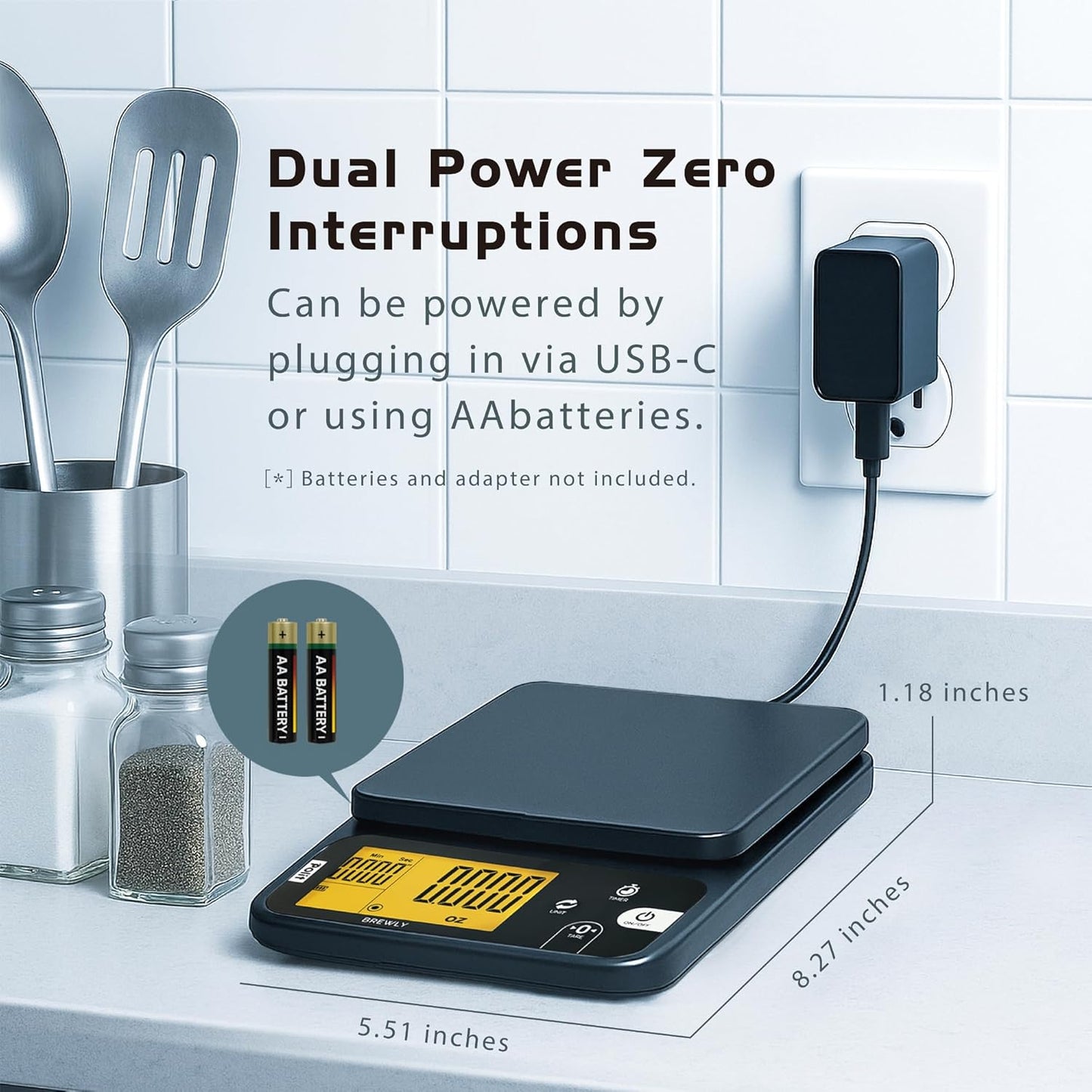 Polit Digital Kitchen Scale KT-66 30lb/13kg｜0.05oz/1g Precision Food Scale with LCD Display｜Battery or Plug-in｜Stainless Steel Top｜Grams, Ounces, Pounds｜5 Units for Baking, Farming & Shipping Scale