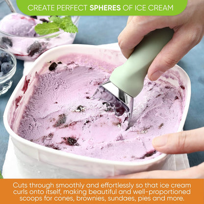 Spring Chef Heavy Duty Ice Cream Scoop with Comfortable Handle - Professional Ice Cream Scooper for Gelato, Sorbet, Cookie Dough, Melon, Frozen Yogurt - Dishwasher Safe Metal Kitchen Tool - Black