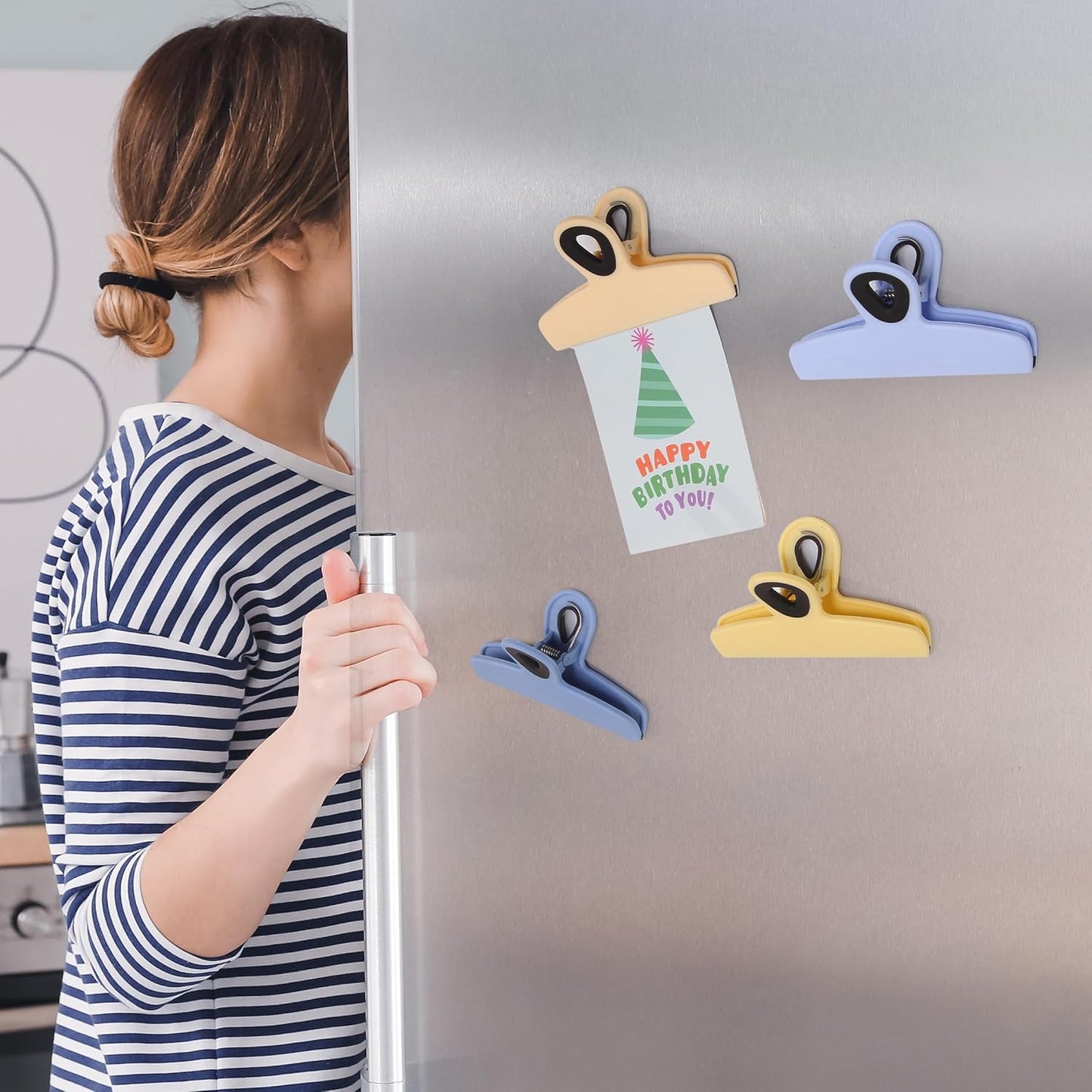Mr. Pen- Magnetic Bag Clips, 4 Pack, 5" Wide, Heavy Duty Chip Clips for Food Storage, Durable Plastic with Strong Magnet, Non-Slip Grip for Fridge, Snacks, Kitchen, Office