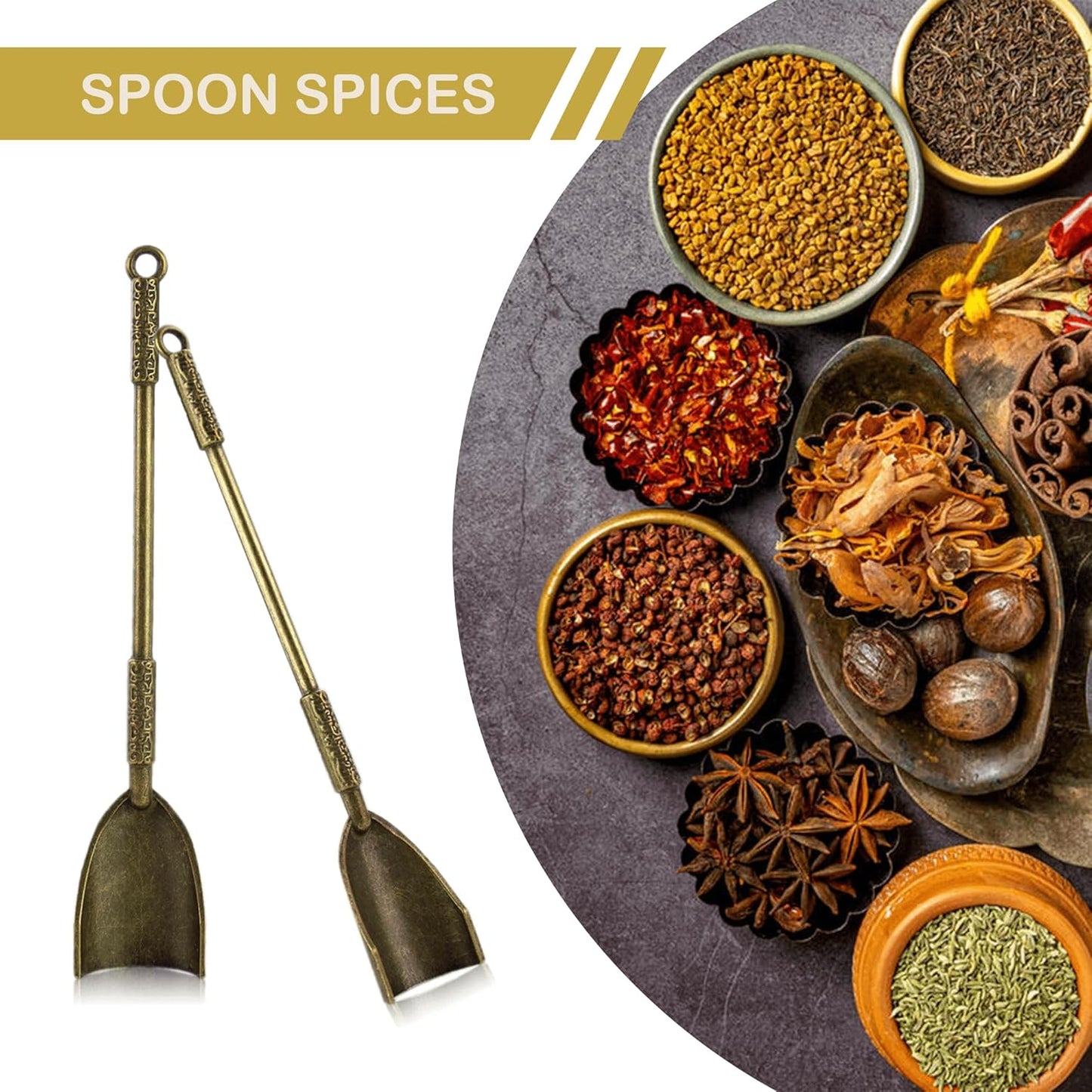 6-Pack Mini Spoons Metal Tiny Shovels 3-Inch Small Medicine Spoon for Home Kitchen Spices, Necklace Charms Pendants DIY Craft Making (Multicolor)