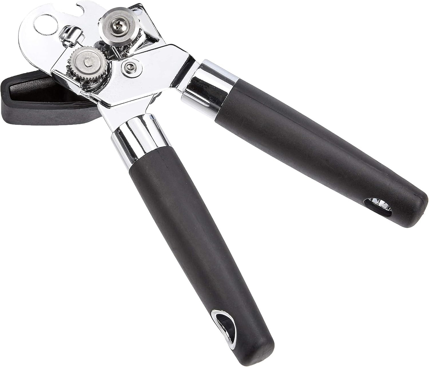 Amazon Basics Multi-function Manual Can Opener and Bottle Opener with Soft Grip Dual Handle, 22 cm, Black