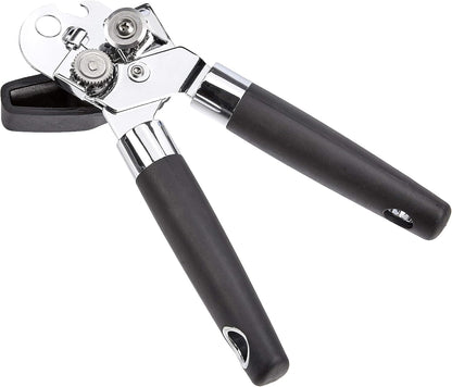 Amazon Basics Multi-function Manual Can Opener and Bottle Opener with Soft Grip Dual Handle, 22 cm, Black
