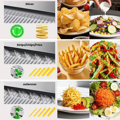 Slicer Vegetable Cutter, Mandoline Slicer for Potato Chips, Fries, Vegetables, and Fruits. Multiple Thickness Options Available. Quick Vegetable Salad Chopper
