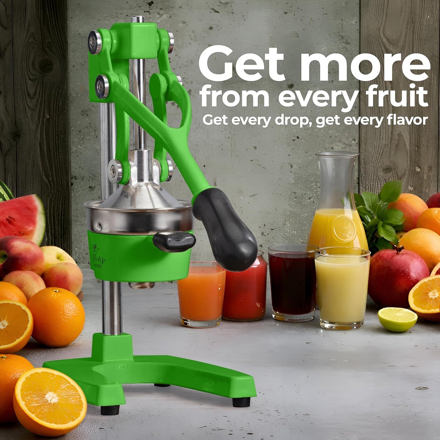 Zulay Kitchen Cast Iron Juicer - Heavy Duty Manual Juicer with Detachable Strainers for Easy Cleaning, Orange Juice Press for Citrus Fruits, Perfect for Bartenders, Juice Lovers & Health Enthusiasts