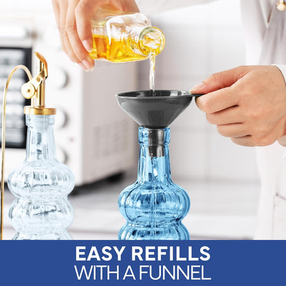 COOK WITH COLOR Glass Olive Oil Bottle Dispenser - 2 Pack- 17oz Oil and Vinegar Cruet - Olive Oil Carafe Decanter for Kitchen, Elegant Waves, Clear